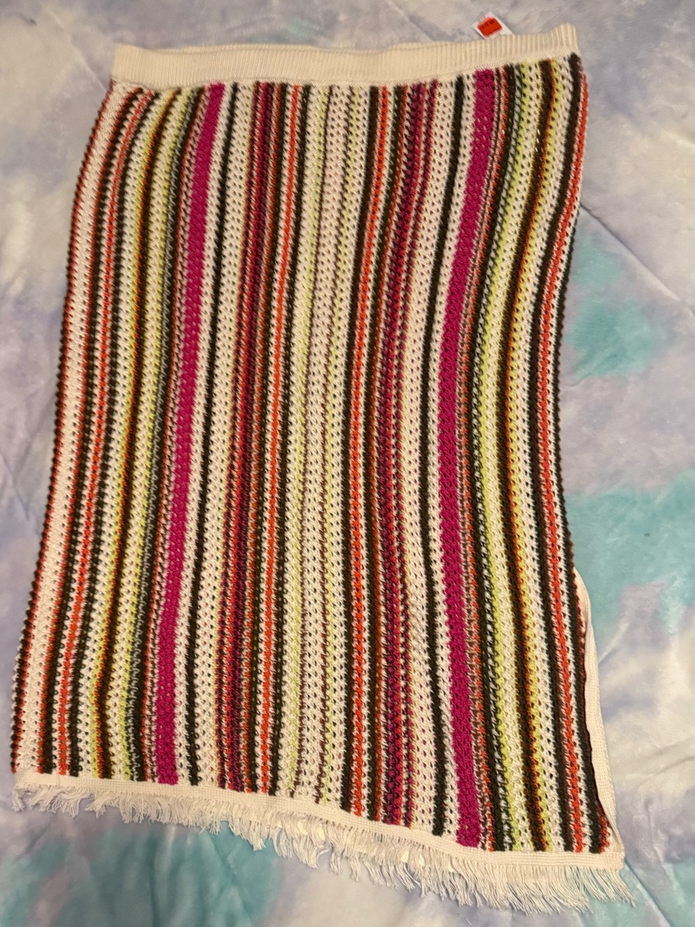 Old Navy Cream Multicolor Striped Knit Skirt